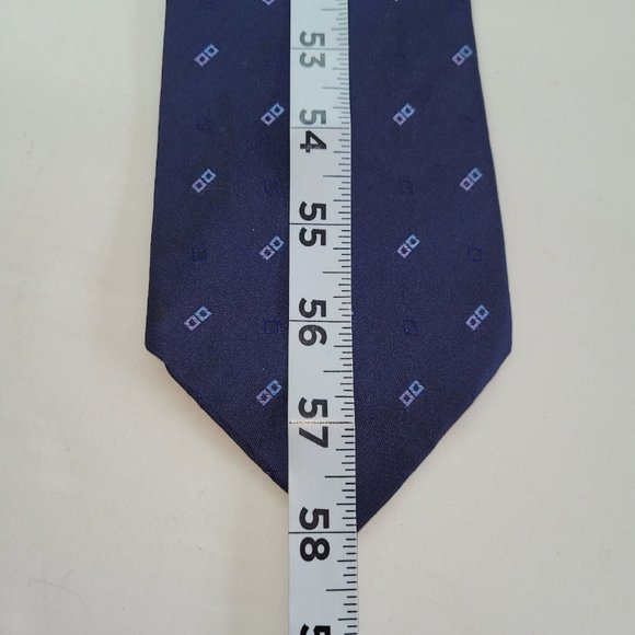 Tommy Hilfiger Tie Mens Silk Handmade Navy Blue Preppy Business - Picture 5 of 7